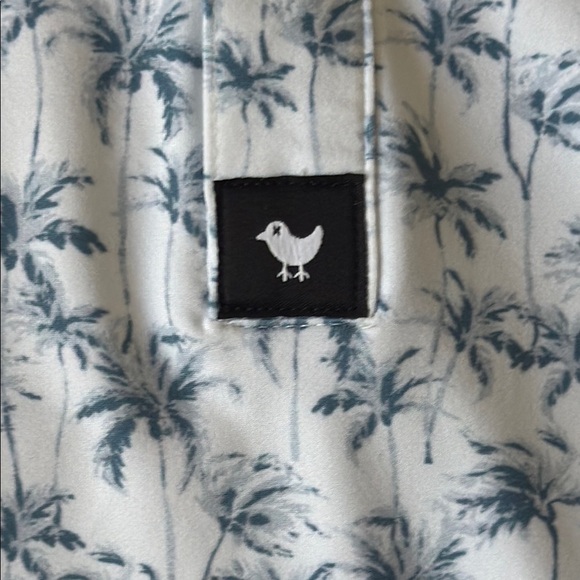 Bad Birdie Blue and White Palm Tree Golf Polo Shirt - Picture 5 of 9